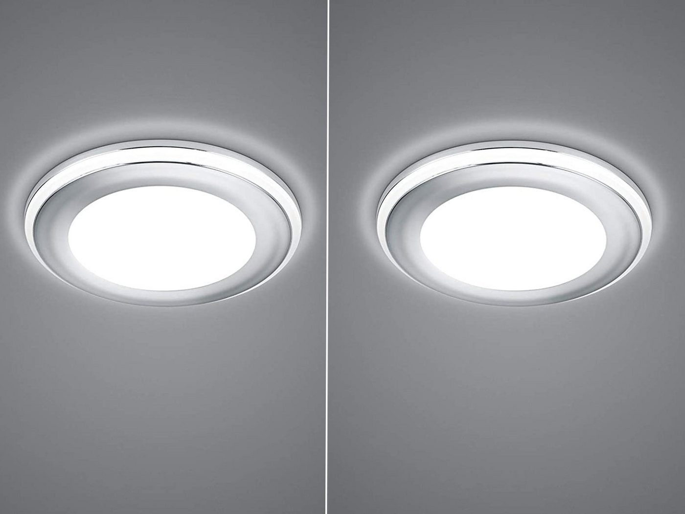 TRIO Leuchten LED Einbaustrahler, LED fest integriert, Warmweiß, Deckeneinbauleuchten 2er Set, Einbau Decken-spot Silber für die Decke – Bild 3 von 5