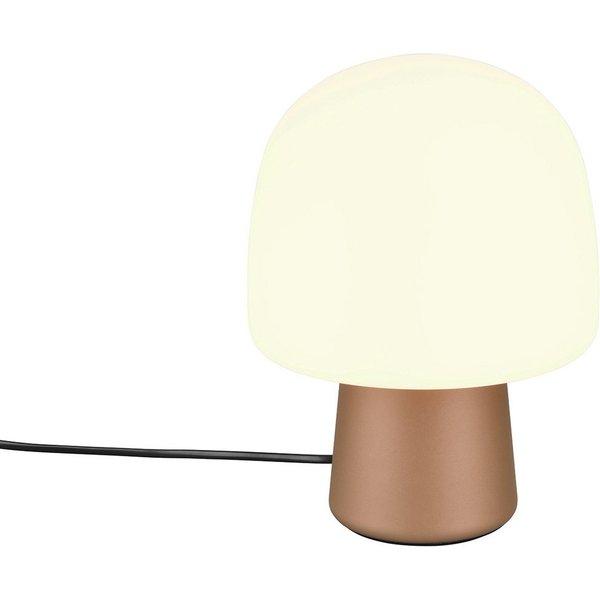 TRIO Leuchten LED Nachttischlampe, Dimmfunktion, LED wechselbar, Warmweiß, kleine coole Pilzlampe für Fensterbank mit Glasschirm, Höhe 27cm