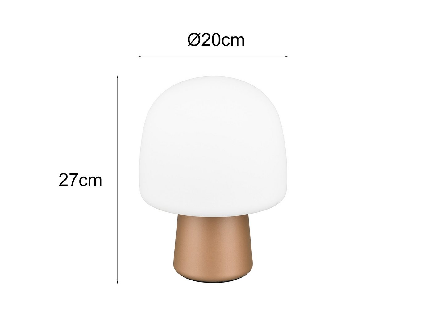 TRIO Leuchten LED Nachttischlampe, Dimmfunktion, LED wechselbar, Warmweiß, kleine coole Pilzlampe für Fensterbank mit Glasschirm, Höhe 27cm – Bild 4 von 5