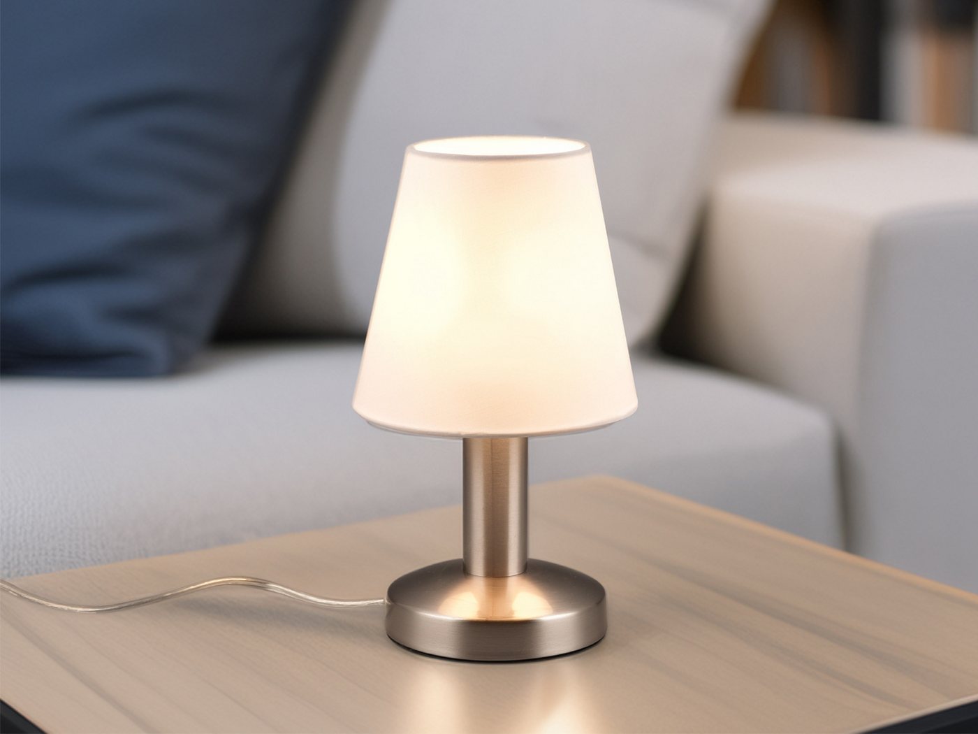 TRIO Leuchten LED Nachttischlampe, Dimmfunktion, LED wechselbar, Warmweiß, klein-e Nachttisch-lampe Touch dimmbar Design-klassiker, Höhe 24cm – Bild 2 von 5