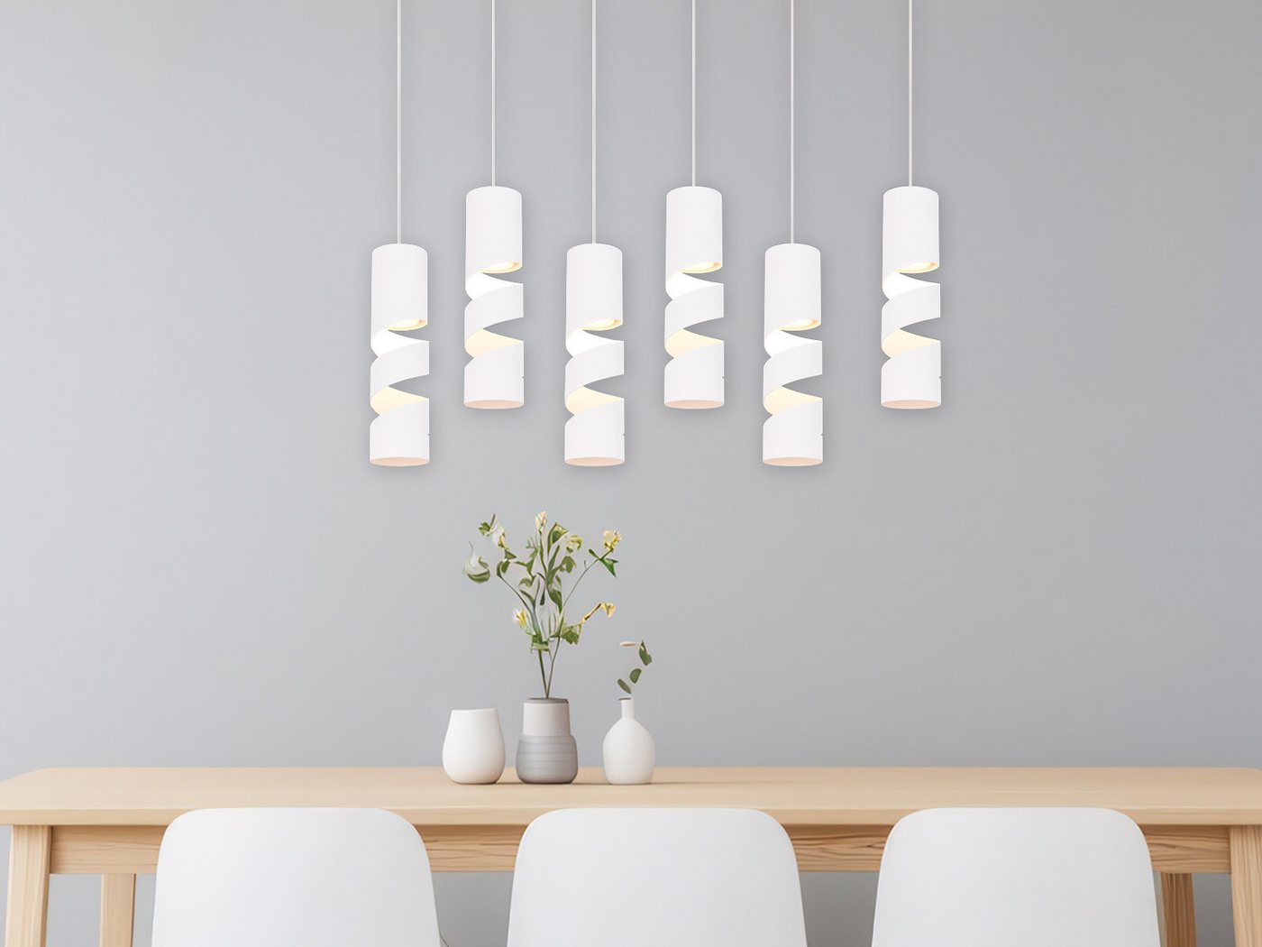 TRIO Leuchten LED Pendelleuchte, Dimmfunktion, LED wechselbar, warmweiß, Mehrflammig-e Esstisch-lampe hängend über Kochinsel, Breite 100cm – Bild 5 von 5