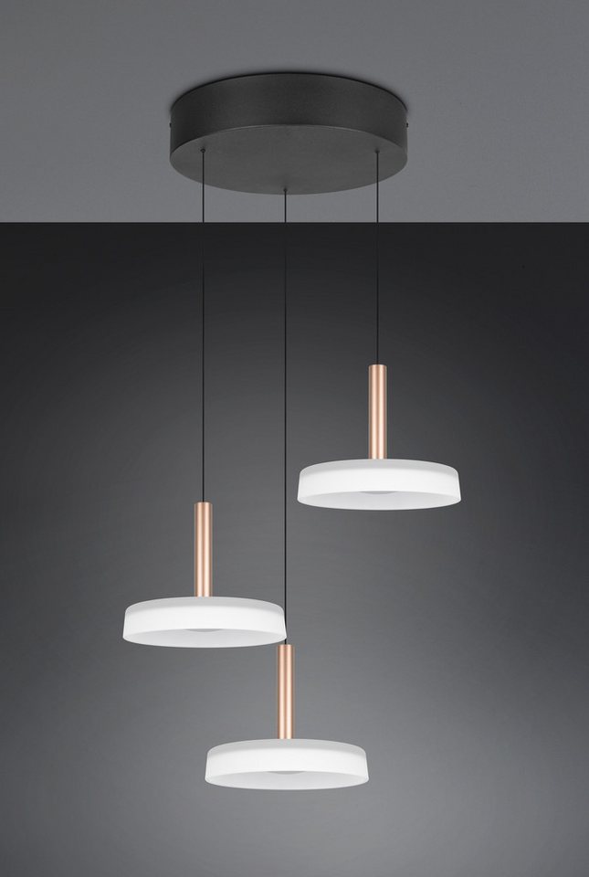 TRIO Leuchten LED Pendelleuchte CELESTE dimmbare LED Hängelampe aus Metall und Glas, 7,5W, 750 Lumen, Dimmfunktion, LED fest integriert, Warmweiß, 3-flammig ein – Bild 3 von 5