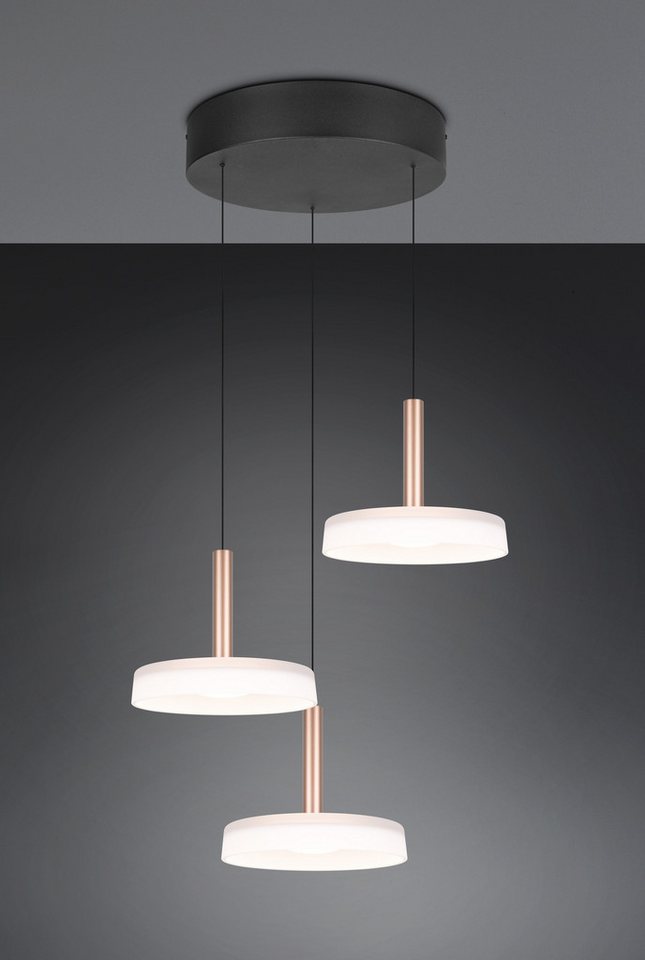 TRIO Leuchten LED Pendelleuchte CELESTE dimmbare LED Hängelampe aus Metall und Glas, 7,5W, 750 Lumen, Dimmfunktion, LED fest integriert, Warmweiß, 3-flammig ein – Bild 4 von 5