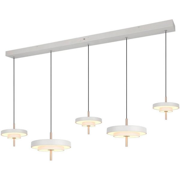 TRIO Leuchten LED Pendelleuchte KEATON, 5-flammig, Braun, Grau, Metall, Anpassung der Farbtemperatur, Dimmfunktion, LED fest integriert, Extra-Warmweiß, Kaltwei