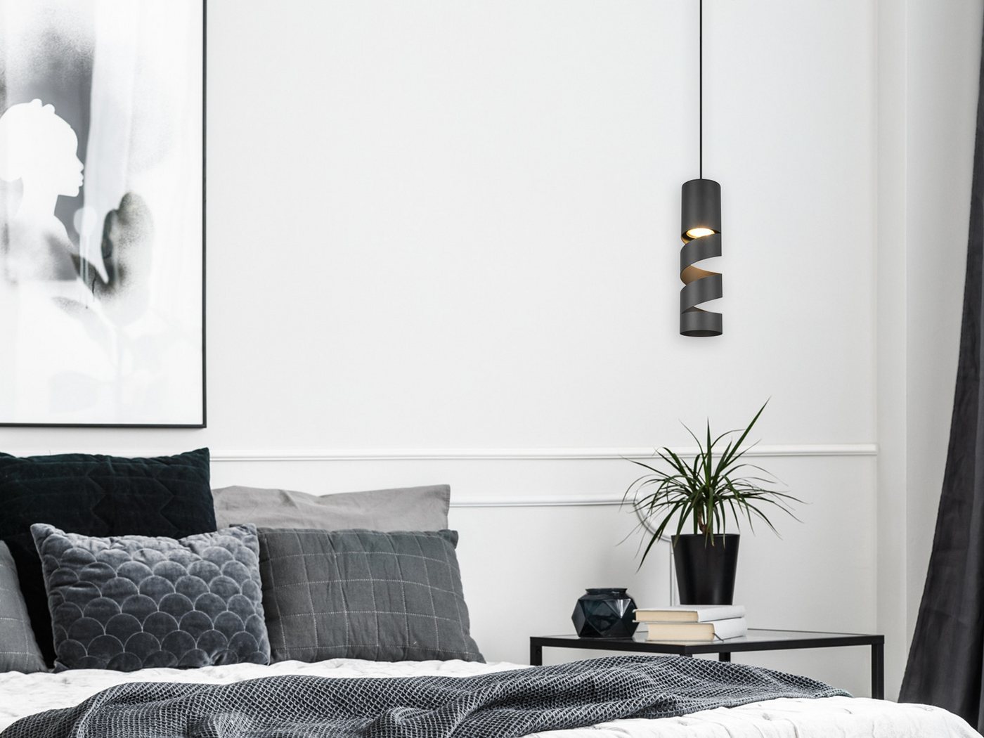 TRIO Leuchten LED Pendelleuchte, Dimmfunktion, LED wechselbar, warmweiß, Klein-e hängend über-n Esstisch & Nachttisch Bett – Bild 5 von 5