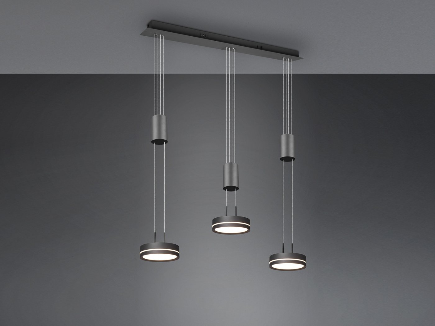 TRIO Leuchten LED Pendelleuchte, Dimmfunktion, LED fest integriert, warmweiß, Esstisch-Lampe hängend, stufenlos höhenverstellbar, Breite 85cm – Bild 3 von 5