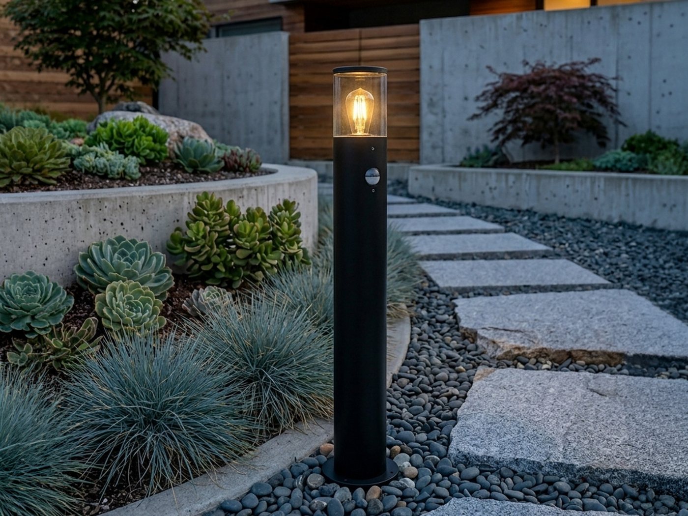TRIO Leuchten LED Pollerleuchte, Bewegungsmelder, LED wechselbar, Warmweiß, Wegbeleuchtung, Ideen Garten-Beleuchtung, Terrassenleuchte, Höhe 80cm – Bild 2 von 5