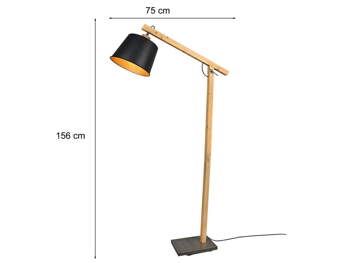 TRIO Leuchten LED Stehlampe, Dimmfunktion, LED wechselbar, Warmweiß, skandinavisch-e Lampe mit Holz stehend für Lese-ecke, Höhe 156cm – Bild 4 von 5