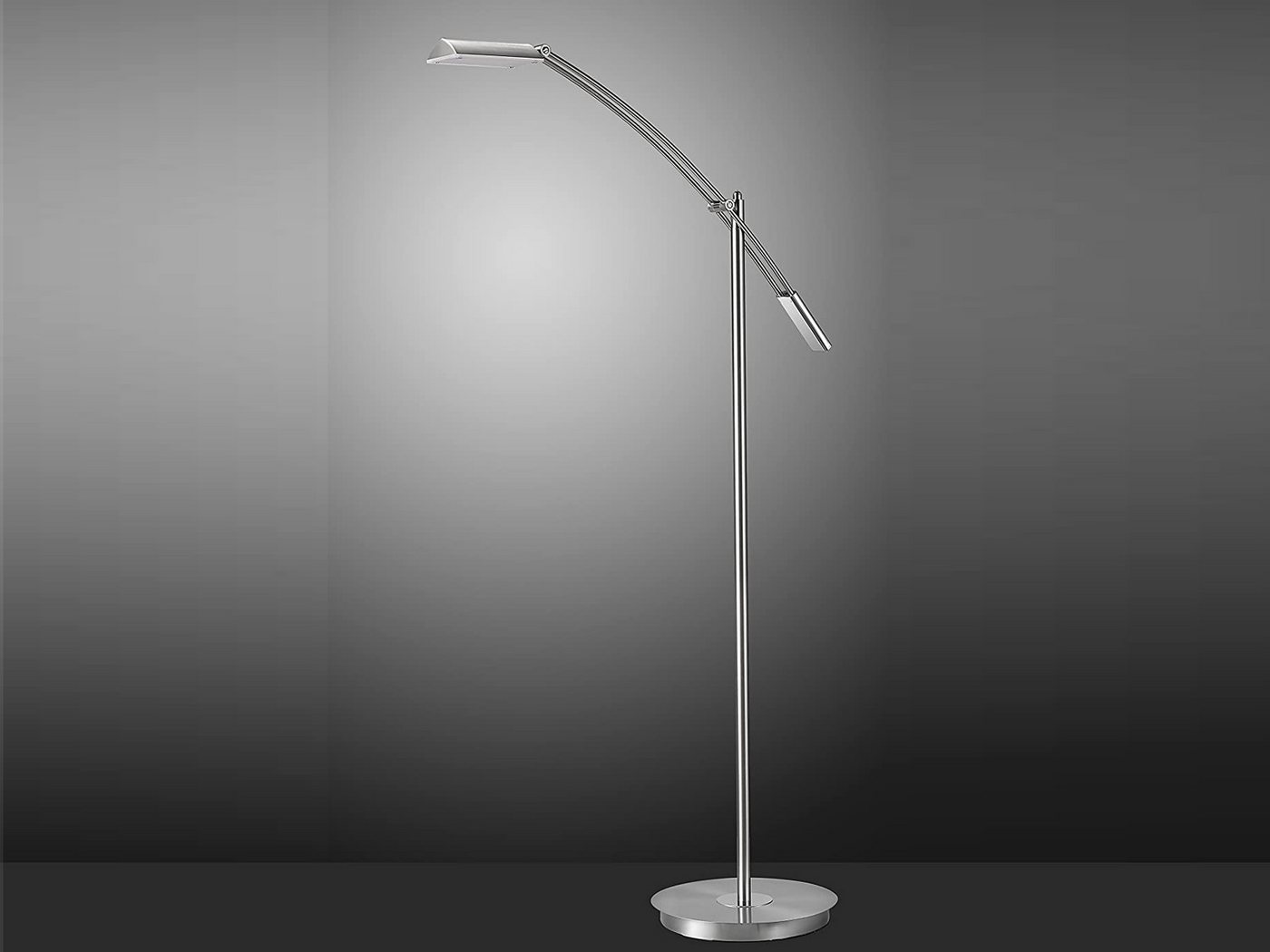 TRIO Leuchten LED Stehlampe, Dimmfunktion, stufenlos dimmbar über Sensor, LED fest integriert, warmweiß, kleine Steh Lese-Lampe minimalistisch mit Schwenkarm, H – Bild 3 von 5