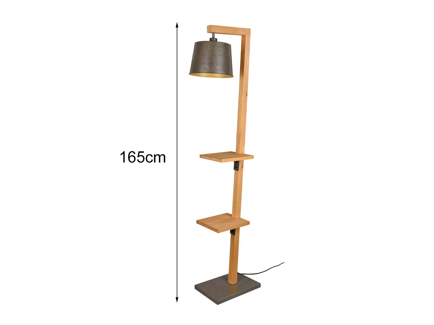 TRIO Leuchten LED Stehlampe, Dimmfunktion, LED wechselbar, Warmweiß, groß-e ausgefallen-e Holz-lampe mit Metall Lampenschirm, Höhe 165cm – Bild 4 von 5