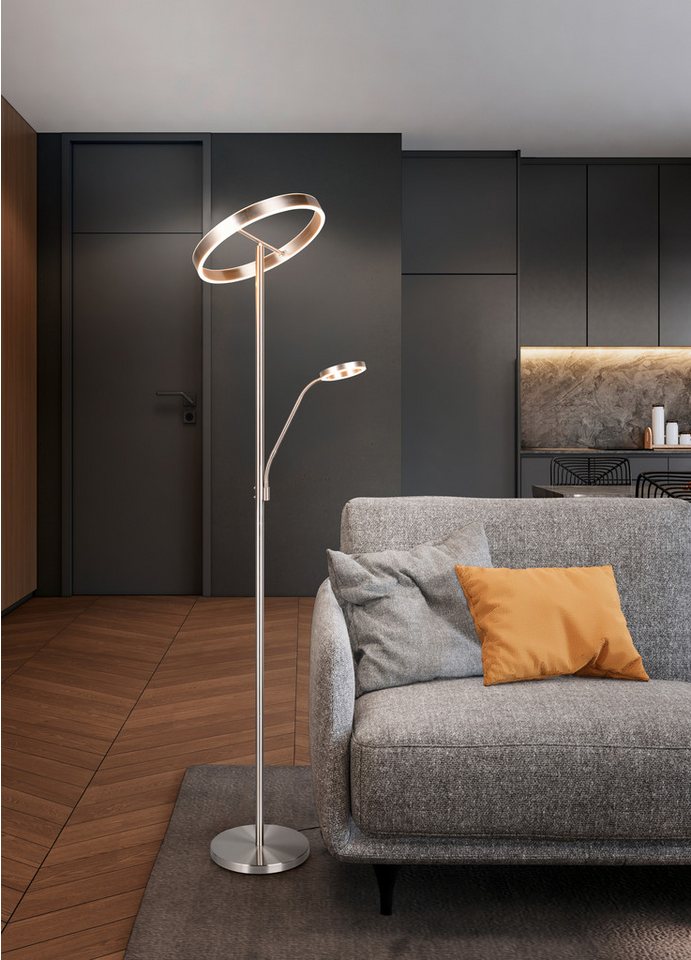 TRIO Leuchten LED Stehlampe WILLIS, Stehleuchte mit Lesearm, Touch Dimmer, CCT 2700-3200-4000K, Dimmfunktion, Lesearm, getrennt schaltbar, LED fest integriert,  – Bild 2 von 5