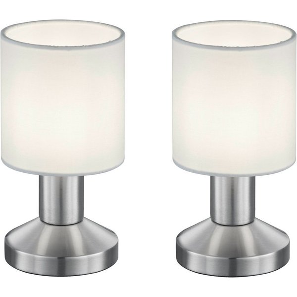 TRIO Leuchten LED Tischleuchte, ohne Leuchtmittel, 2er Set kleine Nachttisch-lampe mit Touch-funktion Fensterbank H: 18cm