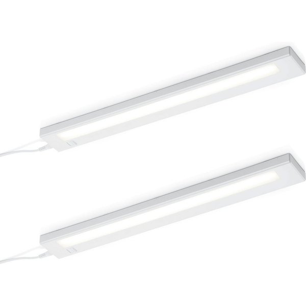 TRIO Leuchten LED Unterbauleuchte, 230V Direktanschluss, LED fest integriert, Warmweiß, 2er SET Unterbau-Leisten Küchenbeleuchtung, Unterbaulichter Küche 55cm