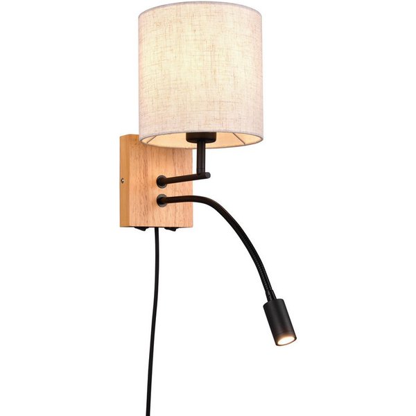 TRIO Leuchten LED Wandleuchte NILAM, Wandlampe exkl 1xE27 max 28W mit LED Leselicht 3,1W warmweiß, Ein-/Ausschalter, Lesearm, getrennt schaltbar, LED fest integ