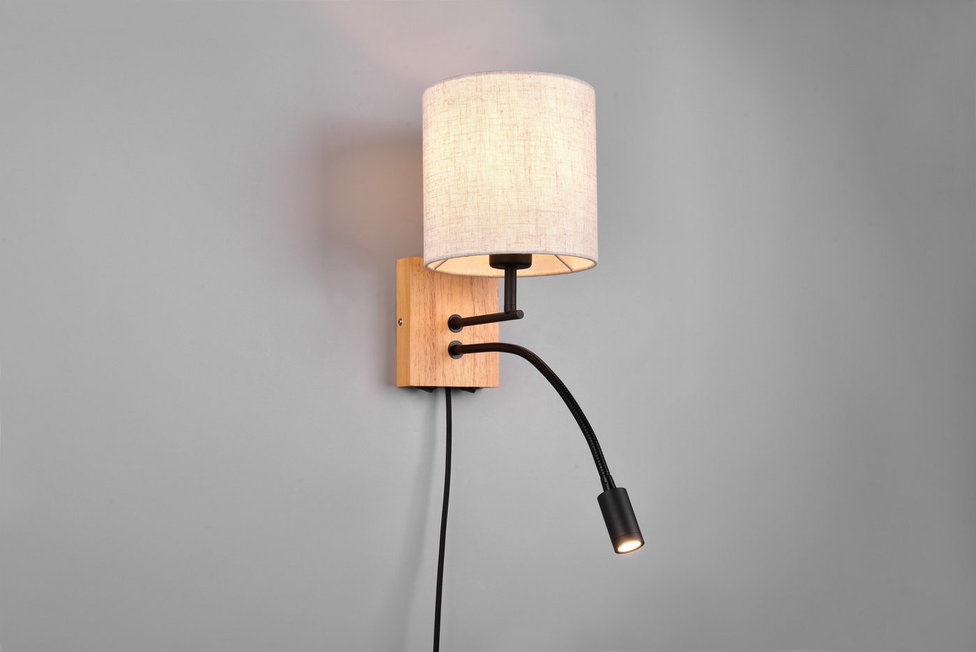 TRIO Leuchten LED Wandleuchte NILAM, Wandlampe exkl 1xE27 max 28W mit LED Leselicht 3,1W warmweiß, Ein-/Ausschalter, Lesearm, getrennt schaltbar, LED fest integ – Bild 4 von 5