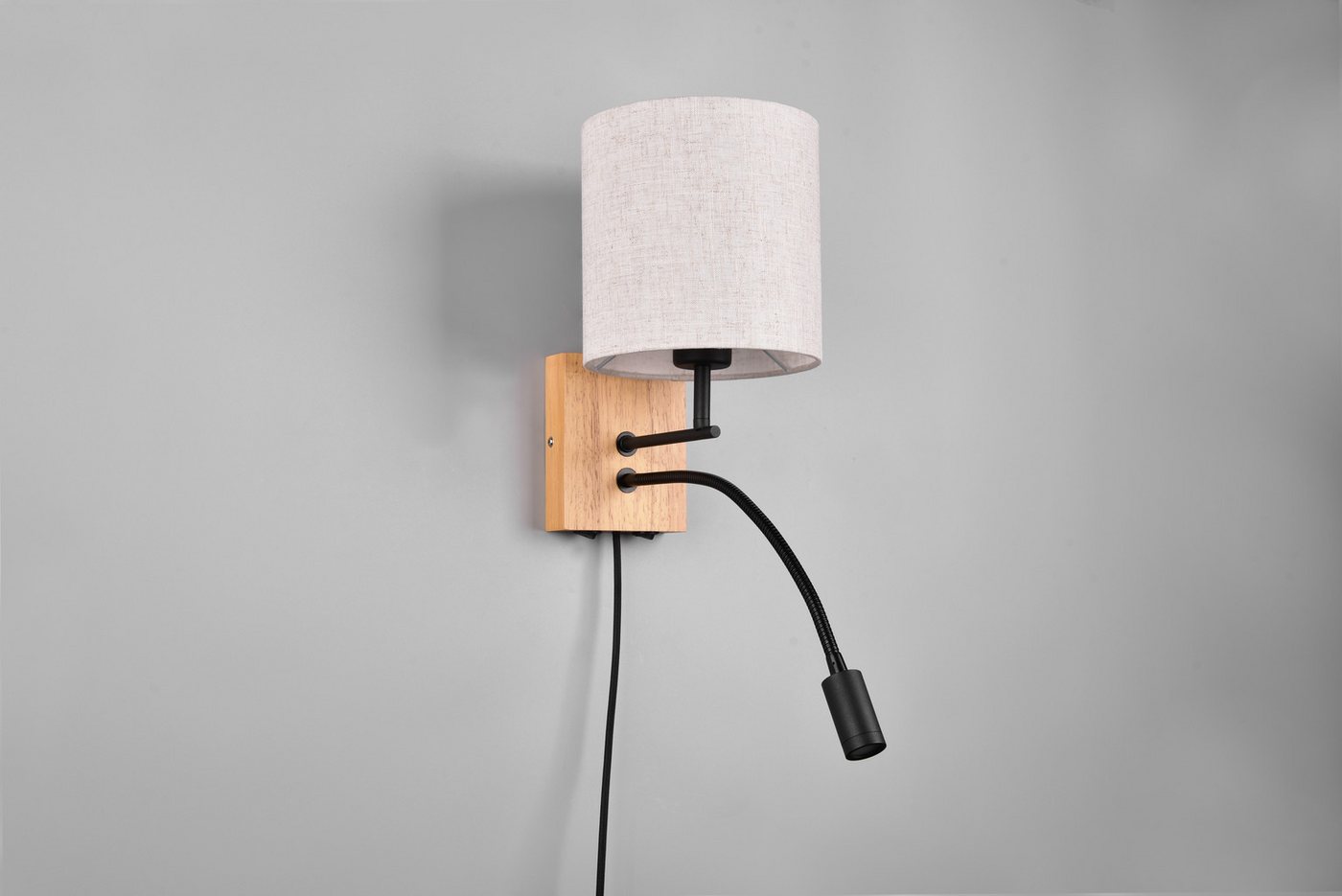 TRIO Leuchten LED Wandleuchte NILAM, Wandlampe exkl 1xE27 max 28W mit LED Leselicht 3,1W warmweiß, Ein-/Ausschalter, Lesearm, getrennt schaltbar, LED fest integ – Bild 5 von 5