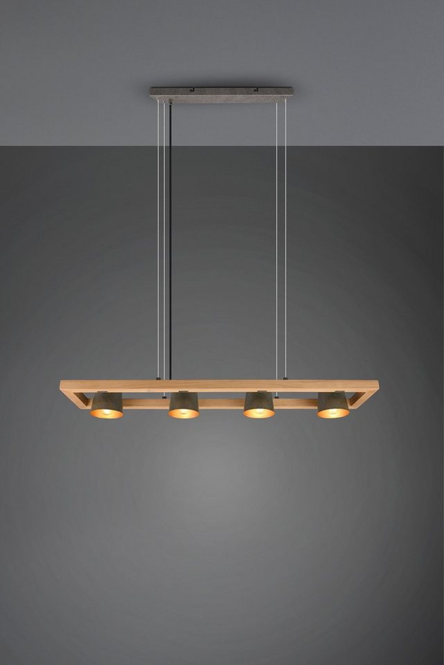 TRIO Leuchten Pendelleuchte Bell, ohne Leuchtmittel, Leuchtmittel wechselbar, Warmweiß, aus Holz mit Schirmen in Glocken-Design / Schirme nickel antik Optik – Bild 2 von 5