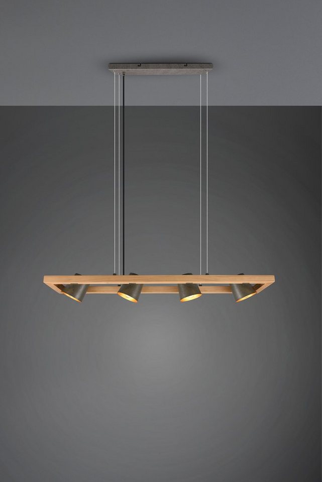 TRIO Leuchten Pendelleuchte Bell, ohne Leuchtmittel, Leuchtmittel wechselbar, Warmweiß, aus Holz mit Schirmen in Glocken-Design / Schirme nickel antik Optik – Bild 3 von 5
