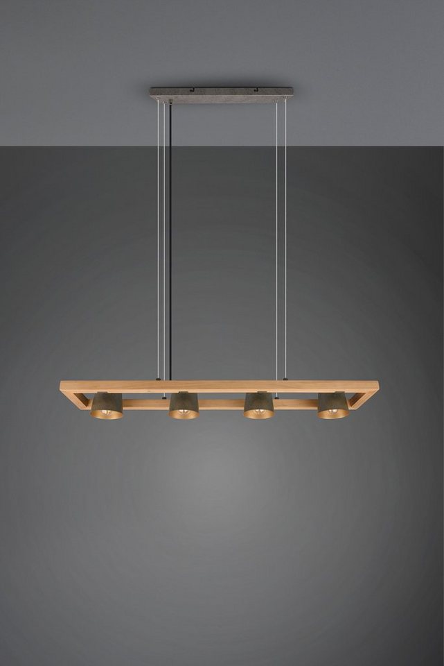 TRIO Leuchten Pendelleuchte Bell, ohne Leuchtmittel, Leuchtmittel wechselbar, Warmweiß, aus Holz mit Schirmen in Glocken-Design / Schirme nickel antik Optik – Bild 4 von 5