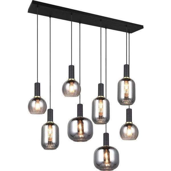 TRIO Leuchten Pendelleuchte DIVA, E27 Hängelampe 8-flammig mit Glasschirm, exkl 8xE27 max 10W, Leuchtmittel wechselbar, warmweiß - kaltweiß, höhenverstellbar bi