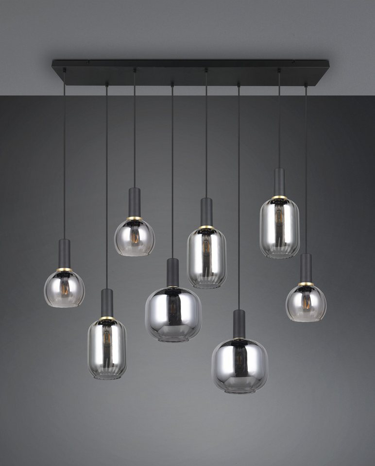 TRIO Leuchten Pendelleuchte DIVA, E27 Hängelampe 8-flammig mit Glasschirm, exkl 8xE27 max 10W, Leuchtmittel wechselbar, warmweiß - kaltweiß, höhenverstellbar bi – Bild 3 von 5
