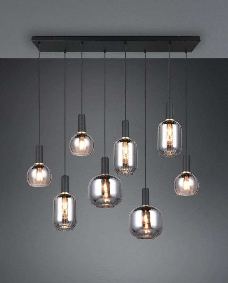 TRIO Leuchten Pendelleuchte DIVA, E27 Hängelampe 8-flammig mit Glasschirm, exkl 8xE27 max 10W, Leuchtmittel wechselbar, warmweiß - kaltweiß, höhenverstellbar bi – Bild 4 von 5