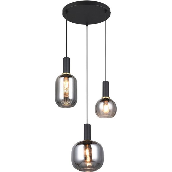TRIO Leuchten Pendelleuchte DIVA, E27 Hängelampe 3-flammig mit Glasschirm, exkl 3xE27 max 10W, Leuchtmittel wechselbar, warmweiß - kaltweiß, höhenverstellbar bi