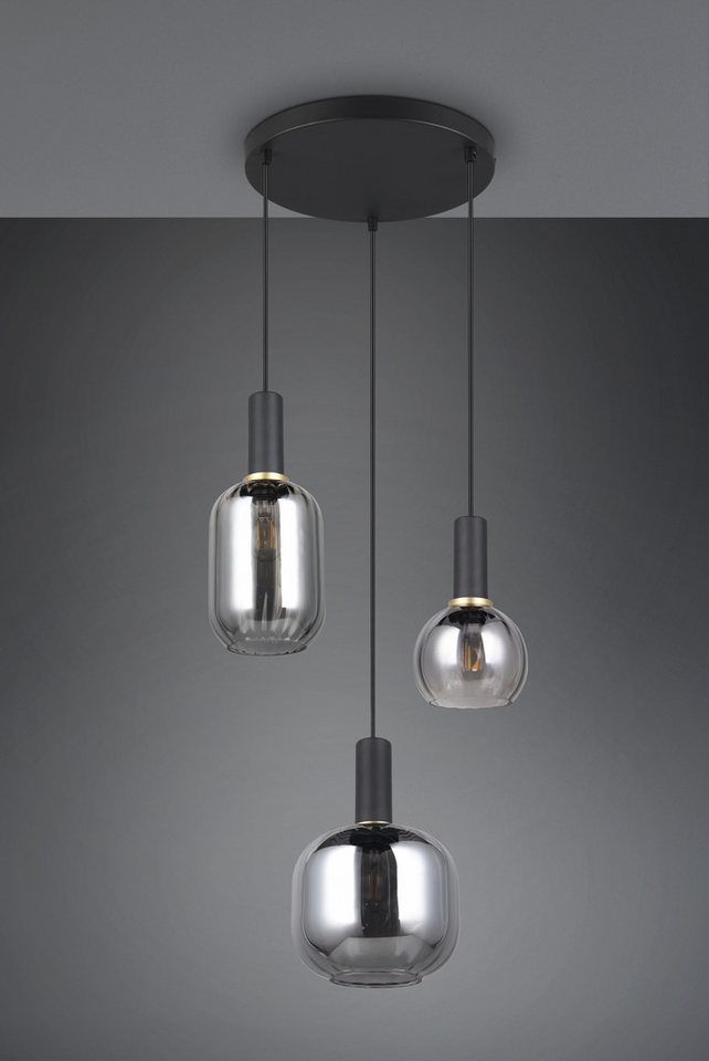 TRIO Leuchten Pendelleuchte DIVA, E27 Hängelampe 3-flammig mit Glasschirm, exkl 3xE27 max 10W, Leuchtmittel wechselbar, warmweiß - kaltweiß, höhenverstellbar bi – Bild 3 von 5