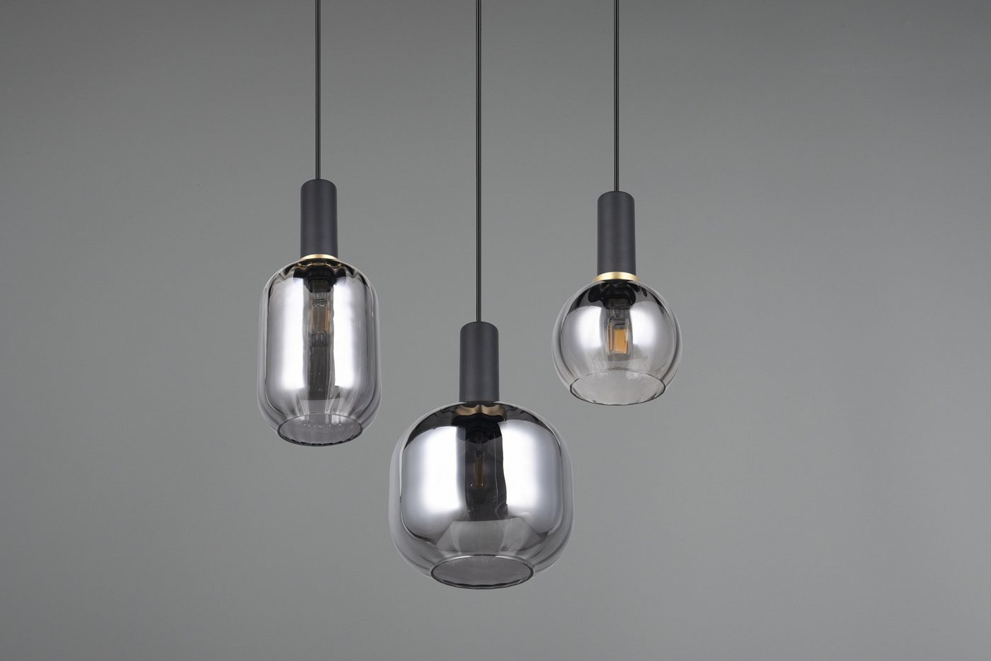 TRIO Leuchten Pendelleuchte DIVA, E27 Hängelampe 3-flammig mit Glasschirm, exkl 3xE27 max 10W, Leuchtmittel wechselbar, warmweiß - kaltweiß, höhenverstellbar bi – Bild 5 von 5