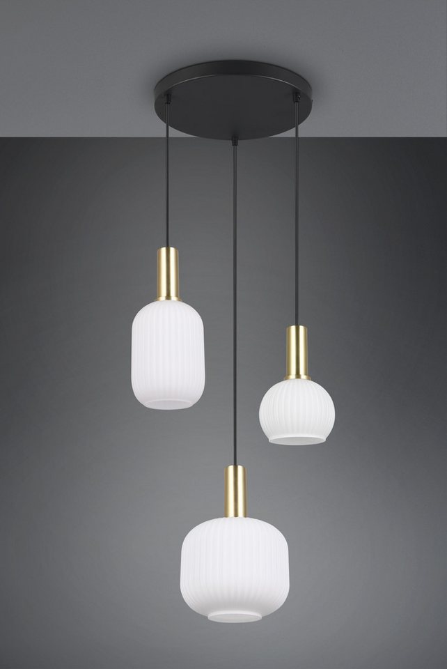 TRIO Leuchten Pendelleuchte DIVA, E27 Hängelampe 3-flammig mit Glasschirm, exkl 3xE27 max 10W, Leuchtmittel wechselbar, warmweiß - kaltweiß, höhenverstellbar bi – Bild 2 von 5