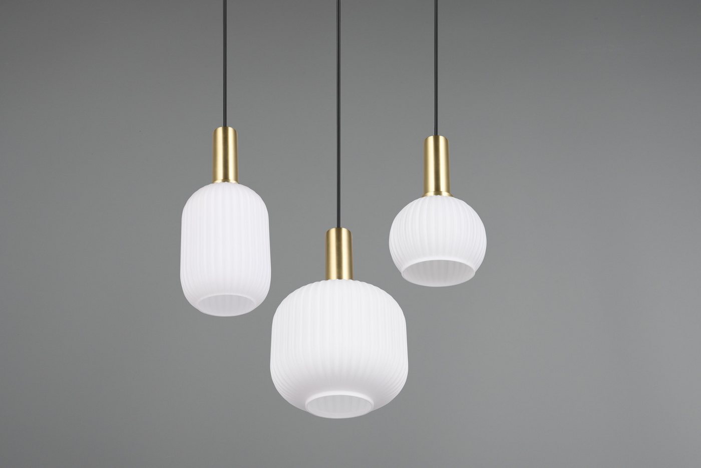 TRIO Leuchten Pendelleuchte DIVA, E27 Hängelampe 3-flammig mit Glasschirm, exkl 3xE27 max 10W, Leuchtmittel wechselbar, warmweiß - kaltweiß, höhenverstellbar bi – Bild 4 von 5