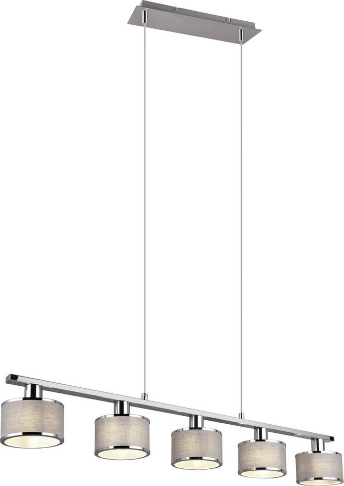 TRIO Leuchten Pendelleuchte KAPRUN, Hängelampe mit Stoffschirmen, exkl E14, max 28W, Leuchtmittel wechselbar, warmweiß - kaltweiß, Höhe einstellbar bis max 150  – Bild 5 von 5