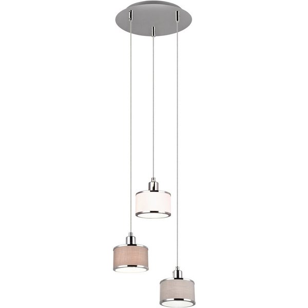 TRIO Leuchten Pendelleuchte KAPRUN, Hängelampe mit Stoffschirmen, exkl E14, max 28W, Leuchtmittel wechselbar, warmweiß - kaltweiß, Höhe einstellbar bis max 150 