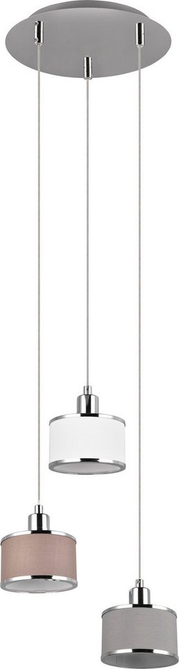 TRIO Leuchten Pendelleuchte KAPRUN, Hängelampe mit Stoffschirmen, exkl E14, max 28W, Leuchtmittel wechselbar, warmweiß - kaltweiß, Höhe einstellbar bis max 150  – Bild 3 von 5