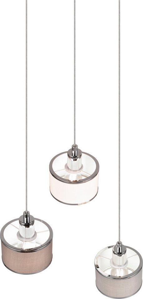 TRIO Leuchten Pendelleuchte KAPRUN, Hängelampe mit Stoffschirmen, exkl E14, max 28W, Leuchtmittel wechselbar, warmweiß - kaltweiß, Höhe einstellbar bis max 150  – Bild 5 von 5