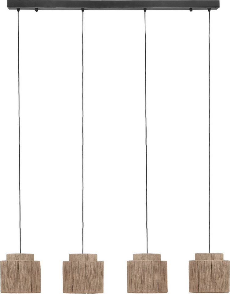 TRIO Leuchten Pendelleuchte SMILLA, 4-flammige Hängelampe mit Jute Lampenschirmen Breite 121cm, Leuchtmittel wechselbar, warmweiß - kaltweiß, Höhe max 150 cm, e – Bild 3 von 5