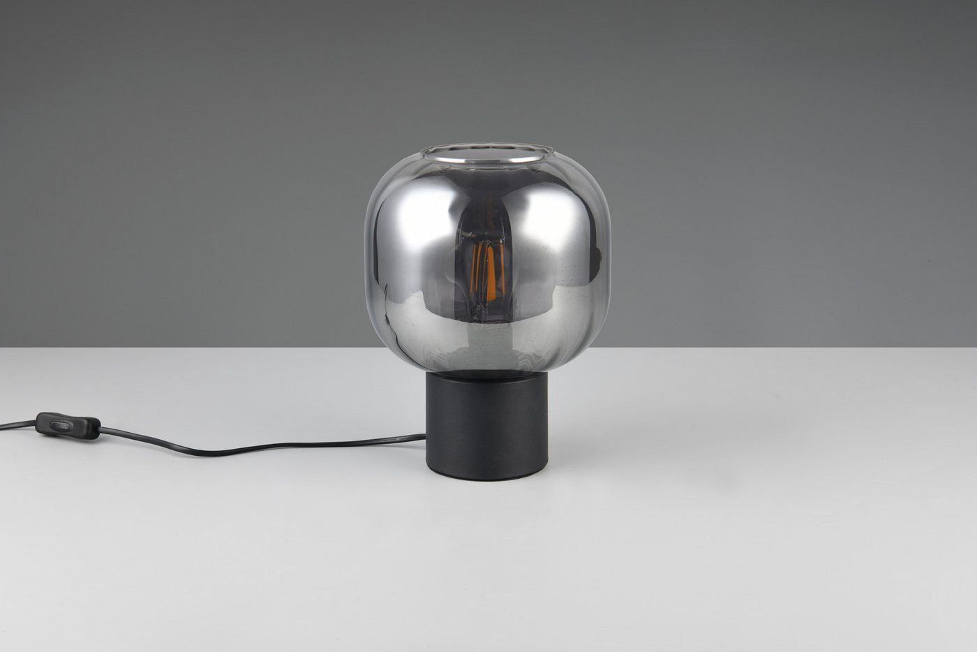 TRIO Leuchten Schreibtischlampe DIVA, E27 Tischleuchte mit Glasschirm Ø 20cm, exkl 1xE27 max 40W, Leuchtmittel wechselbar, warmweiß - kaltweiß, Schnurschalter 1 – Bild 2 von 5
