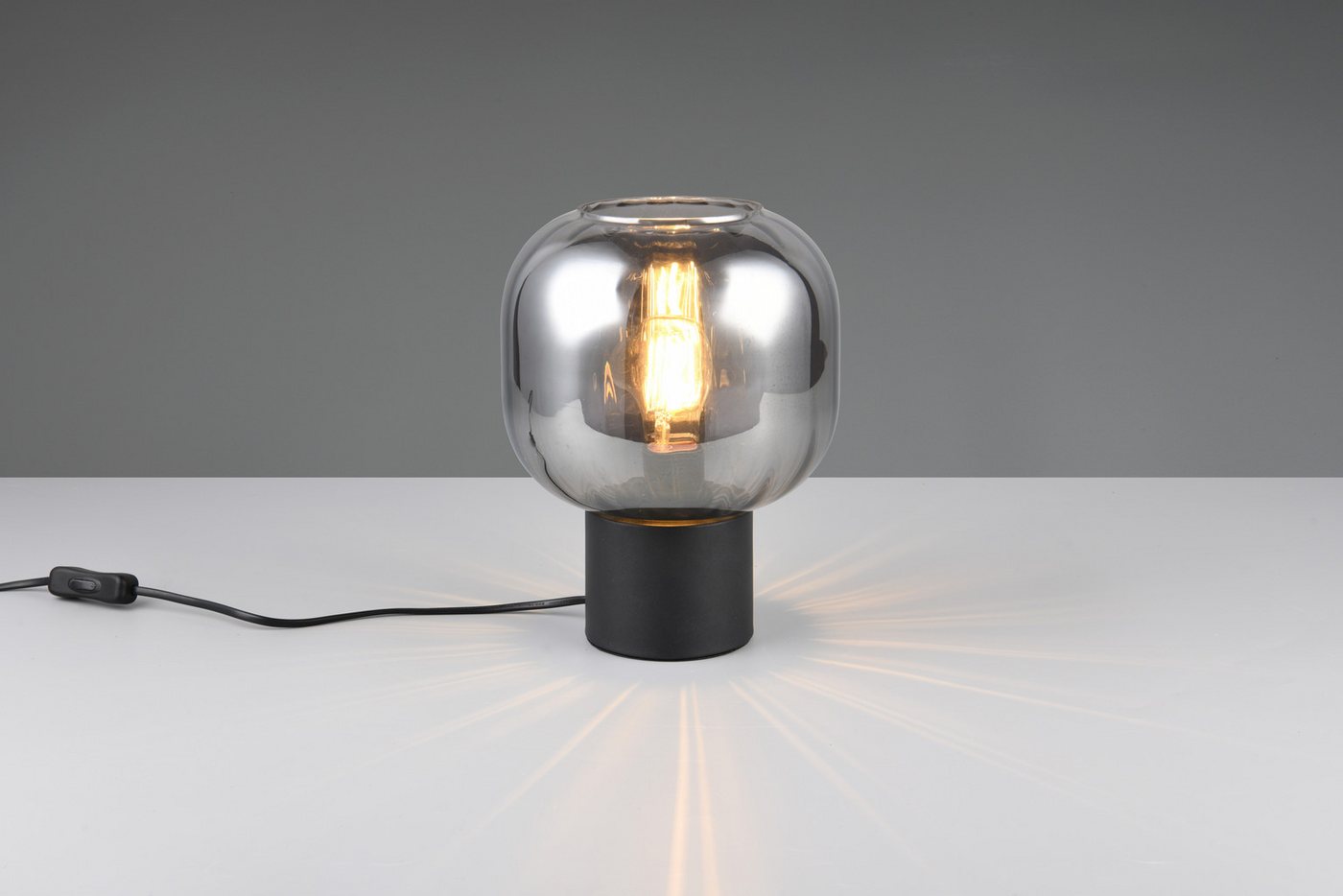 TRIO Leuchten Schreibtischlampe DIVA, E27 Tischleuchte mit Glasschirm Ø 20cm, exkl 1xE27 max 40W, Leuchtmittel wechselbar, warmweiß - kaltweiß, Schnurschalter 1 – Bild 3 von 5