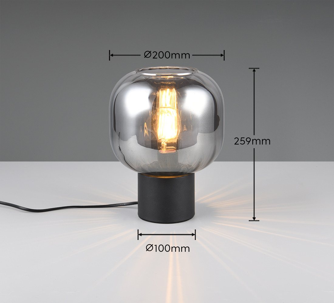 TRIO Leuchten Schreibtischlampe DIVA, E27 Tischleuchte mit Glasschirm Ø 20cm, exkl 1xE27 max 40W, Leuchtmittel wechselbar, warmweiß - kaltweiß, Schnurschalter 1 – Bild 5 von 5