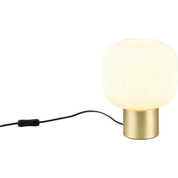 TRIO Leuchten Schreibtischlampe DIVA, E27 Tischleuchte mit Glasschirm Ø 20cm, exkl 1xE27 max 40W, Leuchtmittel wechselbar, warmweiß - kaltweiß, Schnurschalter 1