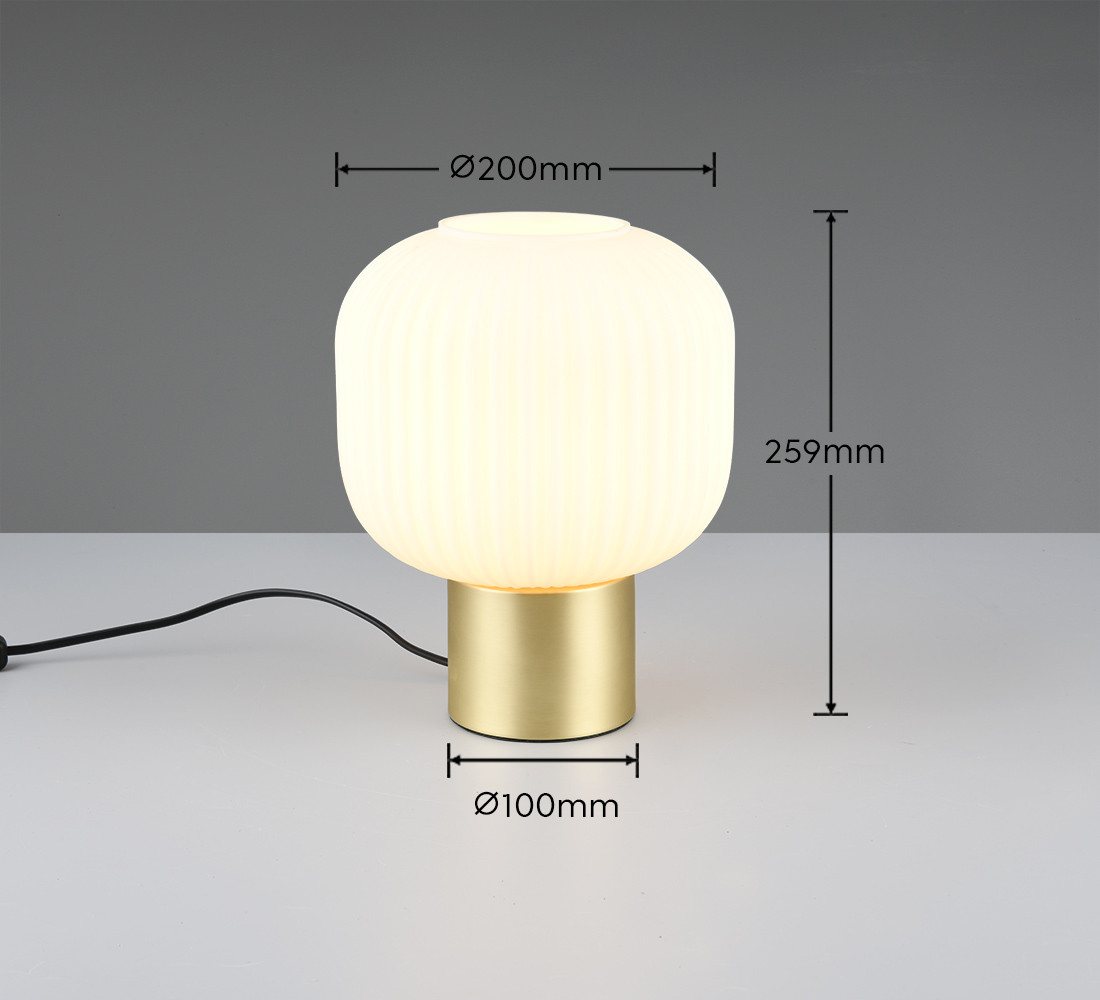 TRIO Leuchten Schreibtischlampe DIVA, E27 Tischleuchte mit Glasschirm Ø 20cm, exkl 1xE27 max 40W, Leuchtmittel wechselbar, warmweiß - kaltweiß, Schnurschalter 1 – Bild 5 von 5