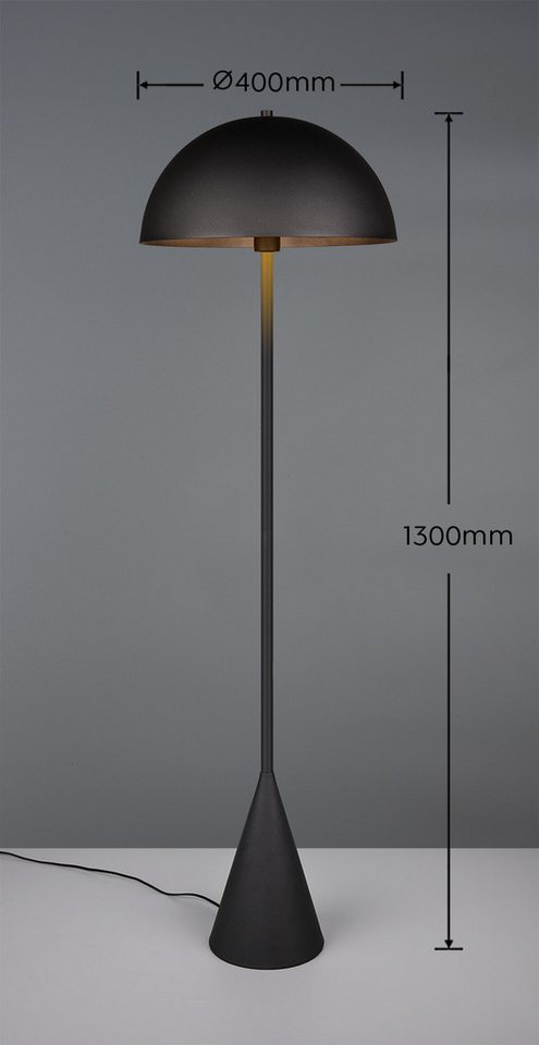 TRIO Leuchten Stehlampe ALFIE, Metall Stehlampe Höhe 130cm Ø 40cm exkl 1x E27 max 40W, Ein-/Ausschalter, Leuchtmittel wechselbar, warmweiß - kaltweiß, Fußschalt – Bild 5 von 5