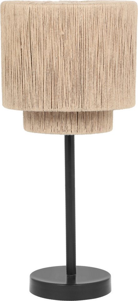 TRIO Leuchten Tischleuchte SMILLA, runde Tischlampe mit Jute Lampenschirm Ø 21 cm Höhe 45cm, Ein-/Ausschalter, Leuchtmittel wechselbar, warmweiß - kaltweiß, exk – Bild 2 von 5