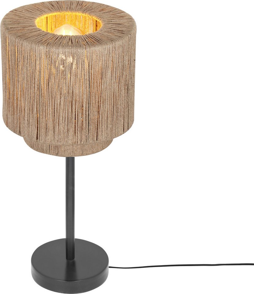 TRIO Leuchten Tischleuchte SMILLA, runde Tischlampe mit Jute Lampenschirm Ø 21 cm Höhe 45cm, Ein-/Ausschalter, Leuchtmittel wechselbar, warmweiß - kaltweiß, exk – Bild 4 von 5