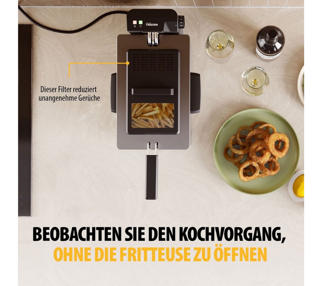 Tristar Fritteuse FR-9327, 2000 W, Edelstahl-Gehäuse, 3L, 190°C, Kaltzone, Cool-Touch-Gehäuse – Bild 2 von 5