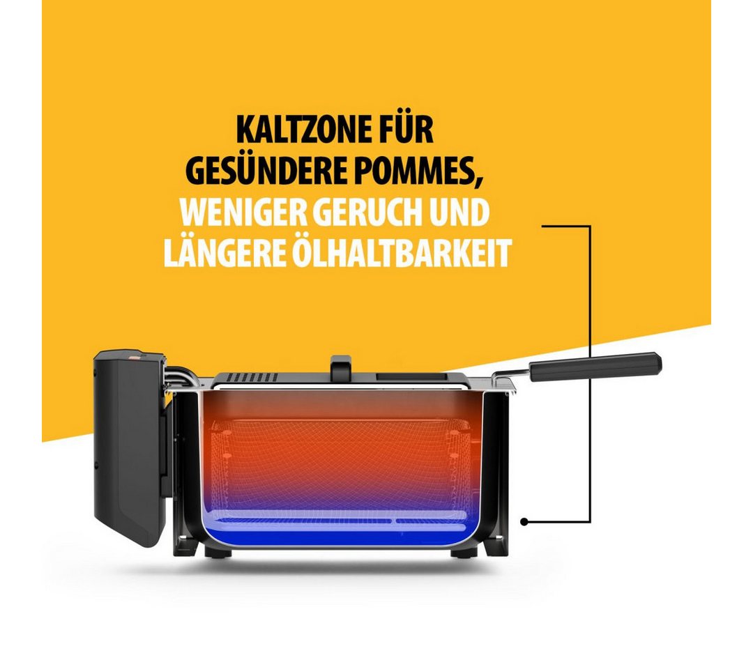 Tristar Fritteuse FR-9327, 2000 W, Edelstahl-Gehäuse, 3L, 190°C, Kaltzone, Cool-Touch-Gehäuse – Bild 3 von 5