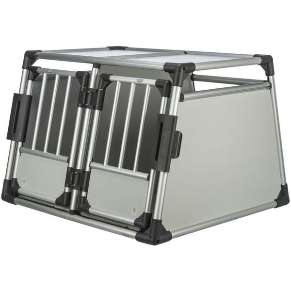 TRIXIE Tiertransportbox Doppel-Transportbox, Aluminium - hellgrau/silber - 93 × 64 × 83 cm