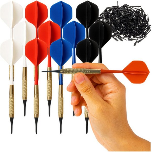 Trizand Dartpfeil Darts-Set Spitzen Flights, Mit 18 g Gewicht optimal ausbalanciert, sorgt für präzise Würfe