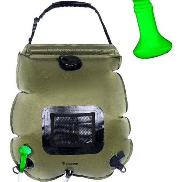 Trizand Gartendusche Campingdusche Touristendusche (Spar-Set, 1 St., einfache Installation), Doppel-Tasche, 40 cm Brauseschlauch, Trage- und Aufhängevorrichtung