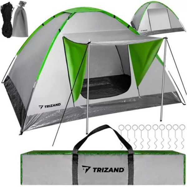 Trizand Gruppenzelt Campingzelt Montana, Personen: 4 (Spar-Set, 1 tlg., mit Transporttasche), Iglu-Zelt, das zusammengeklappte Zelt bequem zu tragen